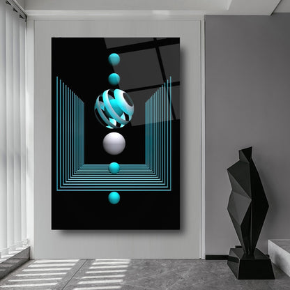 Cerchi Blu Quadro in Vetro Temperato