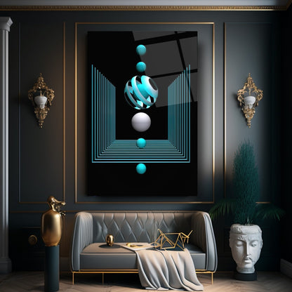 Cerchi Blu Quadro in Vetro Temperato
