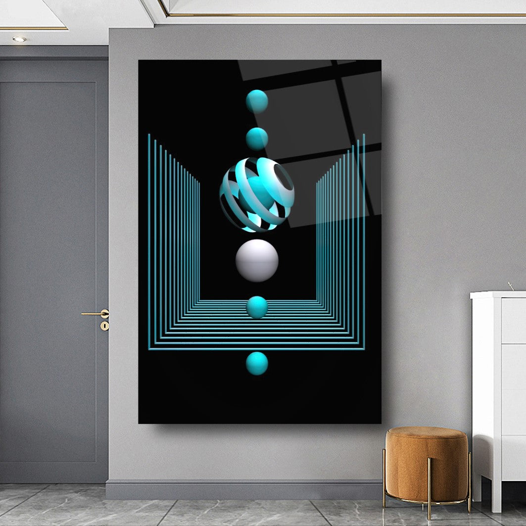 Cerchi Blu Quadro in Vetro Temperato