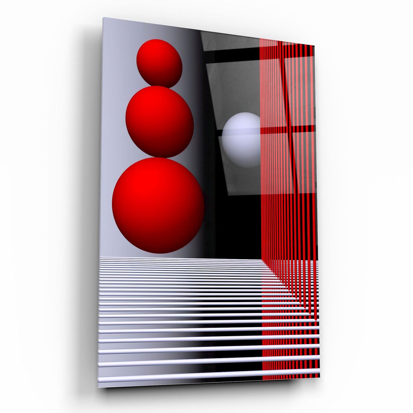Cercles Rouges Tableau en Verre Trempé