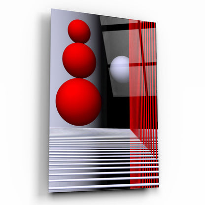 Cercles Rouges Tableau en Verre Trempé
