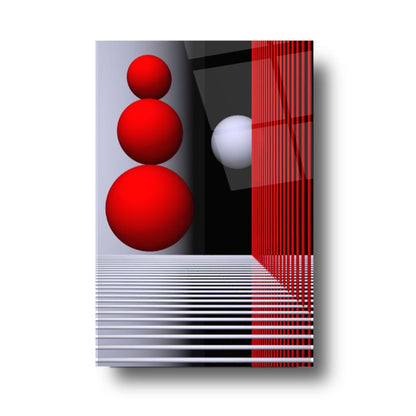 Cercles Rouges Tableau en Verre Trempé