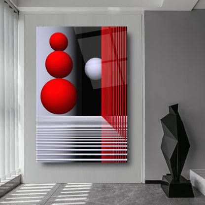 Cercles Rouges Tableau en Verre Trempé