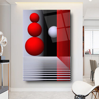 Cercles Rouges Tableau en Verre Trempé