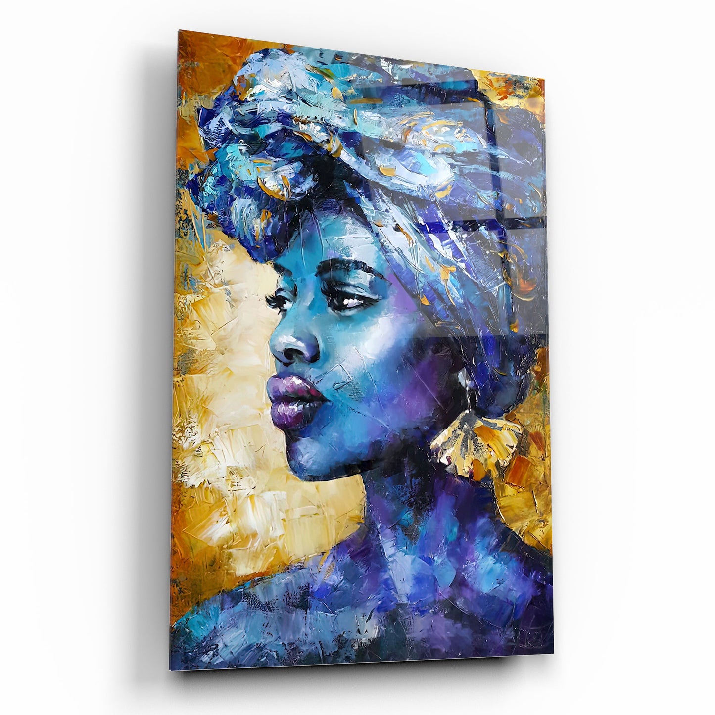 African Woman Art Glass Wall Art