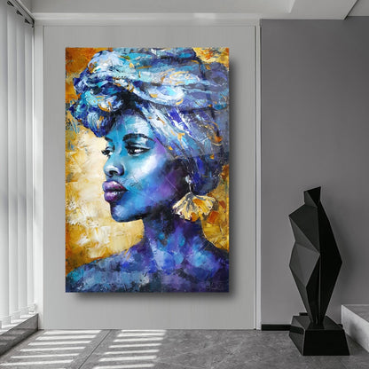 African Woman Art Glass Wall Art