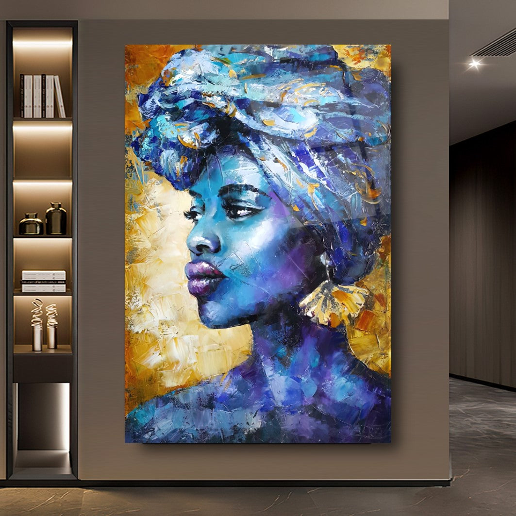 African Woman Art Glass Wall Art