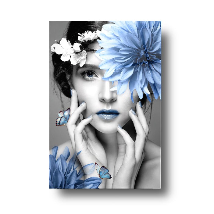Woman and Flowers Glass Wall Art