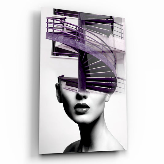 Ragazza e Scale Quadro in Vetro Temperato