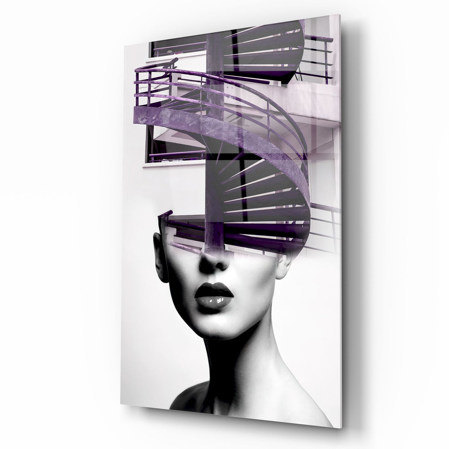 Ragazza e Scale Quadro in Vetro Temperato