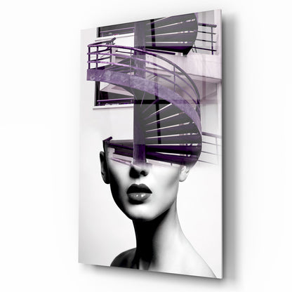 Ragazza e Scale Quadro in Vetro Temperato