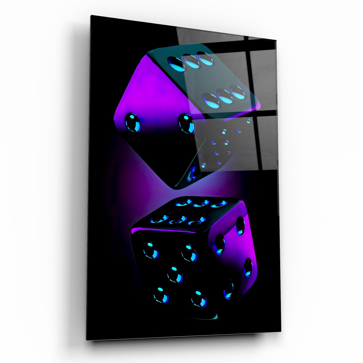 Purple Dices Glass Wall Art