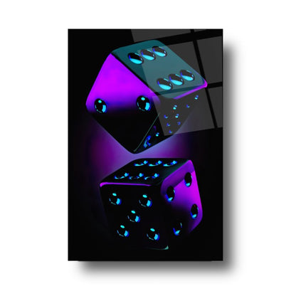 Purple Dices Glass Wall Art
