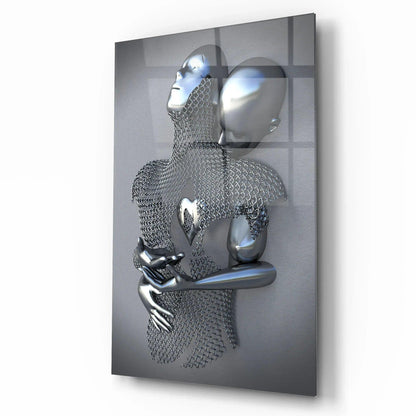 Couple Embrace Glass Wall Art - LUXARTDECO
