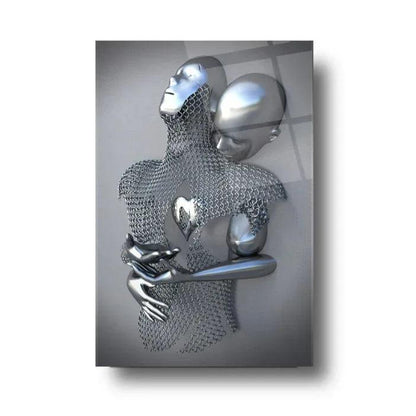 Couple Embrace Glass Wall Art - LUXARTDECO