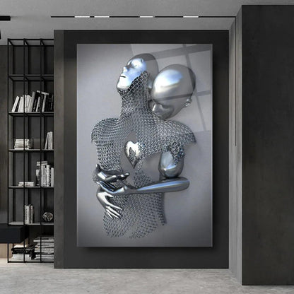 Couple Embrace Glass Wall Art - LUXARTDECO