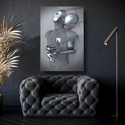 Couple Embrace Glass Wall Art - LUXARTDECO