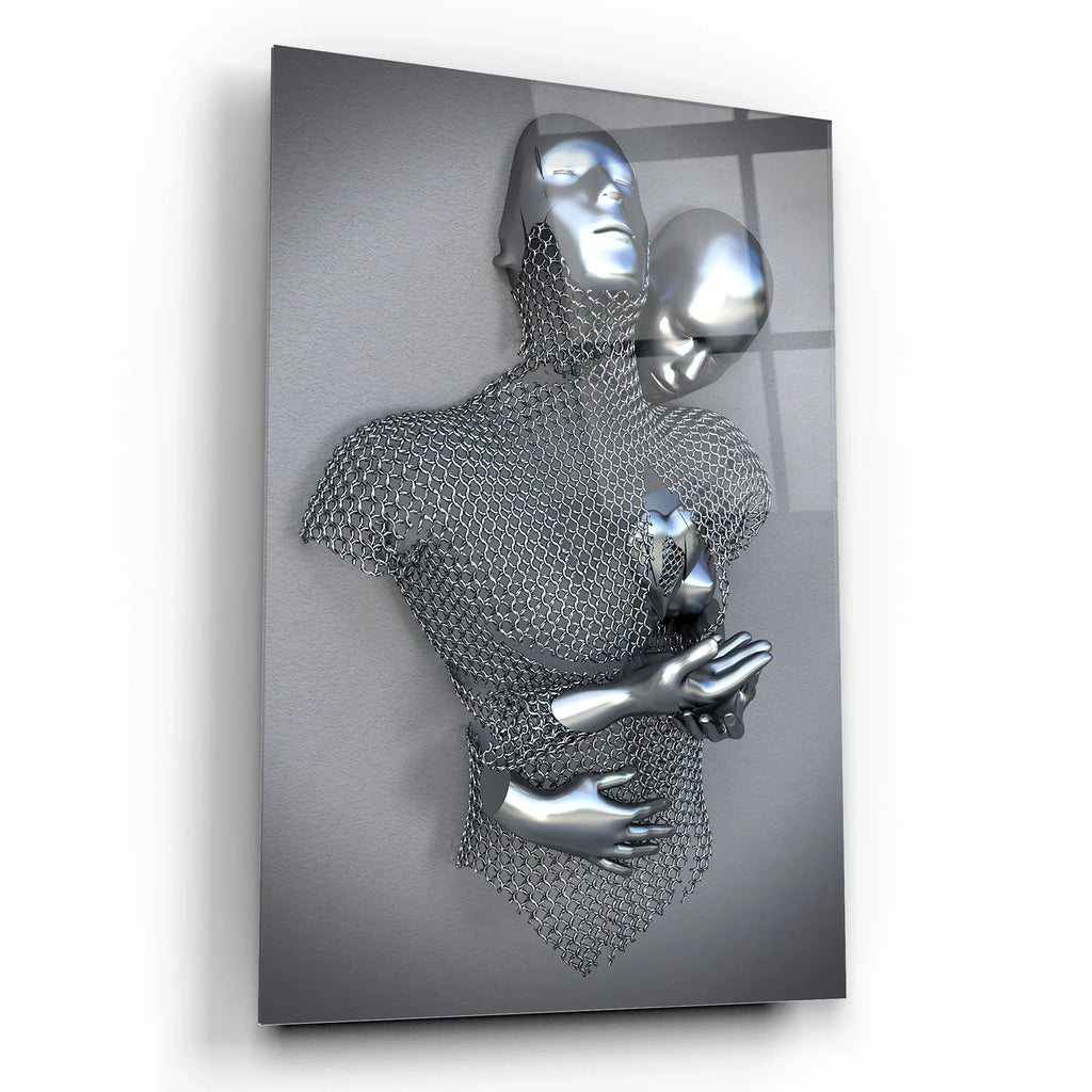 Couple Embrace Glass Wall Art - LUXARTDECO