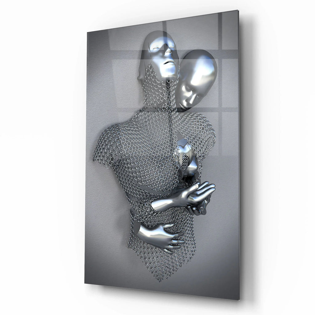 Couple Embrace Glass Wall Art - LUXARTDECO