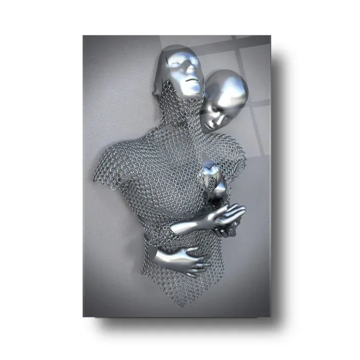 Couple Embrace Glass Wall Art - LUXARTDECO