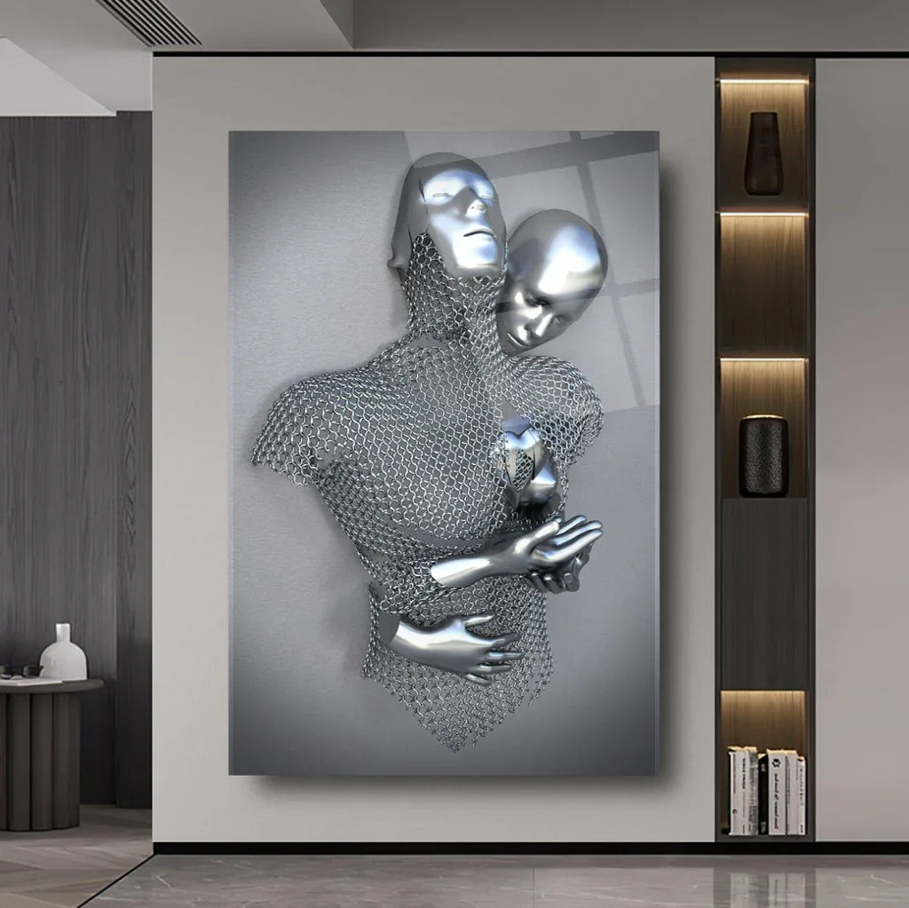 Couple Embrace Glass Wall Art - LUXARTDECO