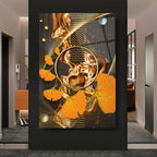 Décoration murale en verre à feuilles d'or