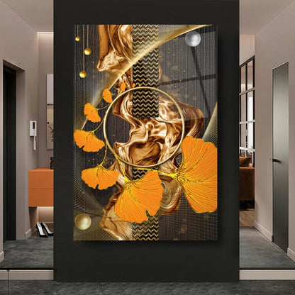 Ginkgo Biloba Glass Wall Art - LUXARTDECO