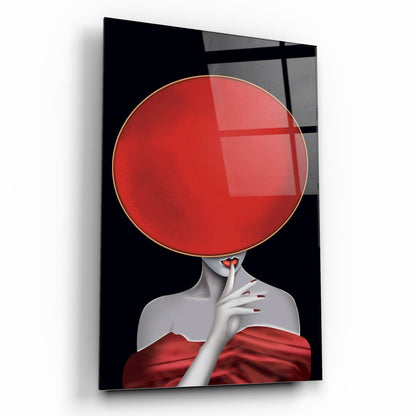 Femme au Chapeau Rouge Tableau en Verre Trempé
