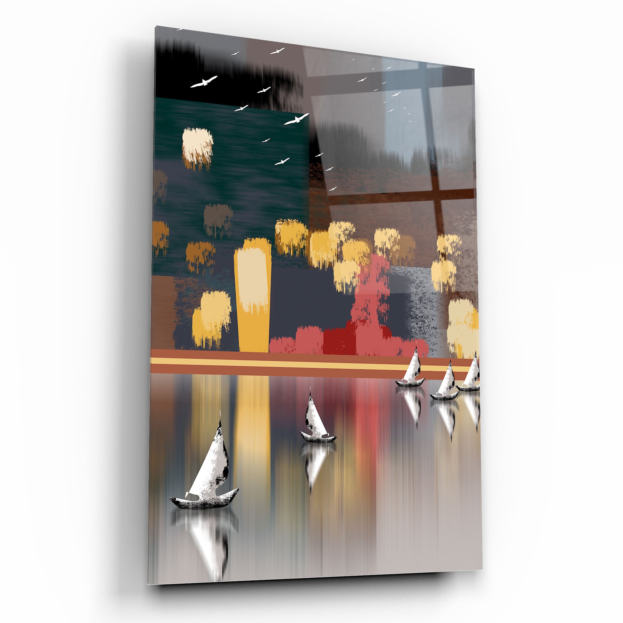 Art mural abstrait en verre de ville 