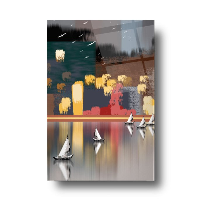 Art mural abstrait en verre de ville 