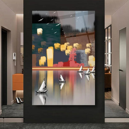 Abstract City Glass Wall Art - LUXARTDECO