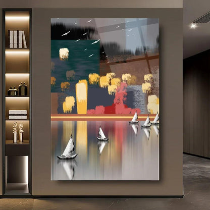Abstract City Glass Wall Art - LUXARTDECO