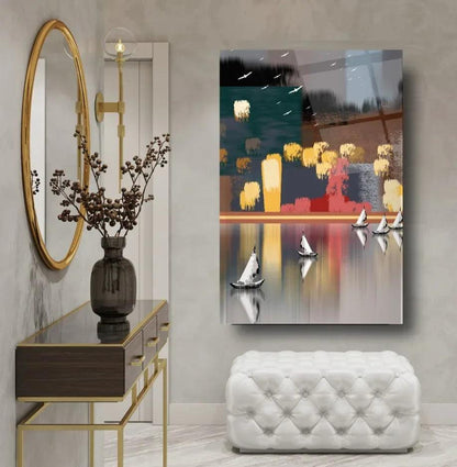 Abstract City Glass Wall Art - LUXARTDECO