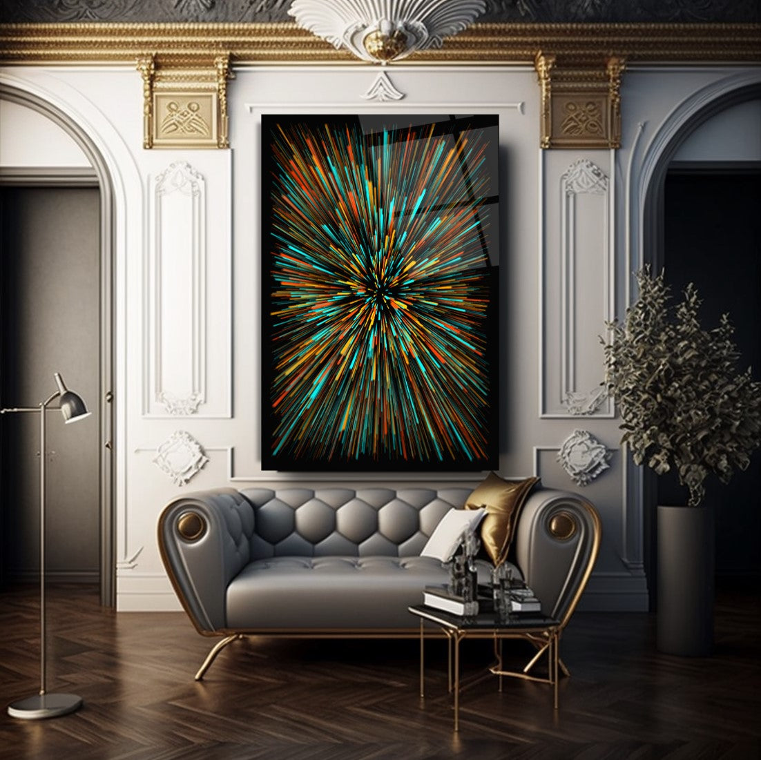 Décoration murale en verre avec feu d'artifice