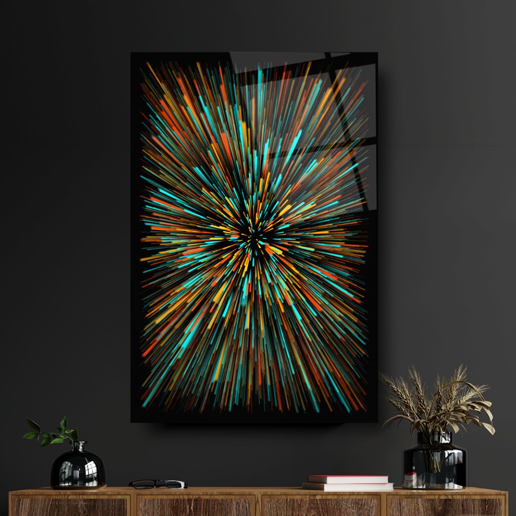 Décoration murale en verre avec feu d'artifice