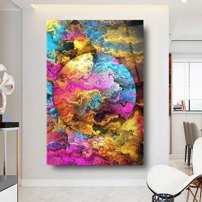 Multicolor Circle Glass Wall Art - LUXARTDECO