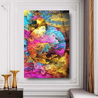 Multicolor Circle Glass Wall Art - LUXARTDECO