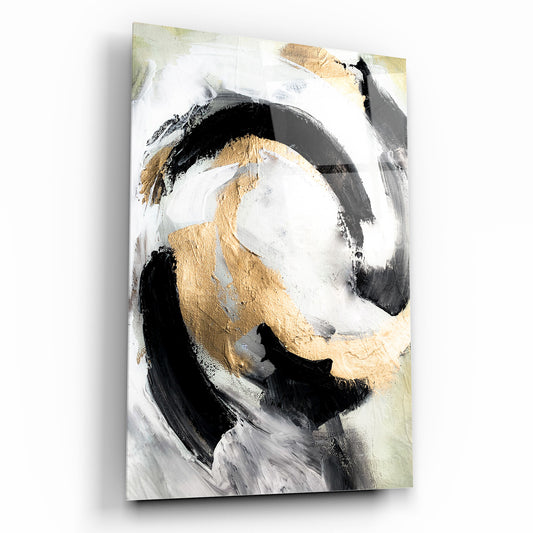 Astratto Oro e Nero Quadro in Vetro Temperato