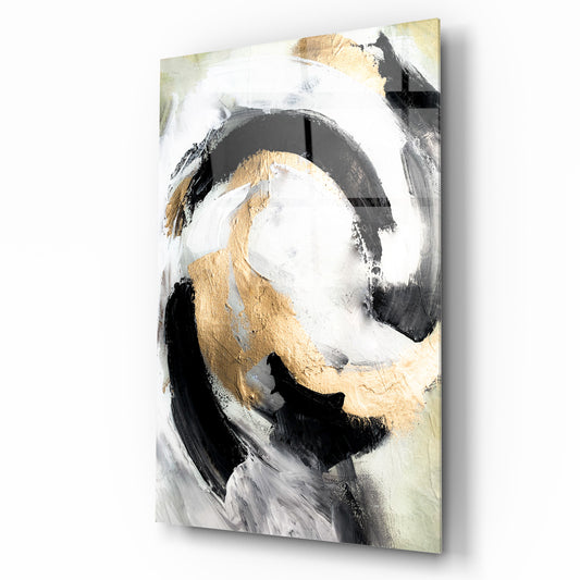 Astratto Oro e Nero Quadro in Vetro Temperato