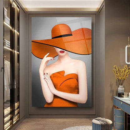 Elegant Girl Glass Wall Art - LUXARTDECO