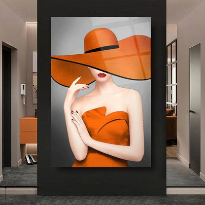 Elegant Girl Glass Wall Art - LUXARTDECO