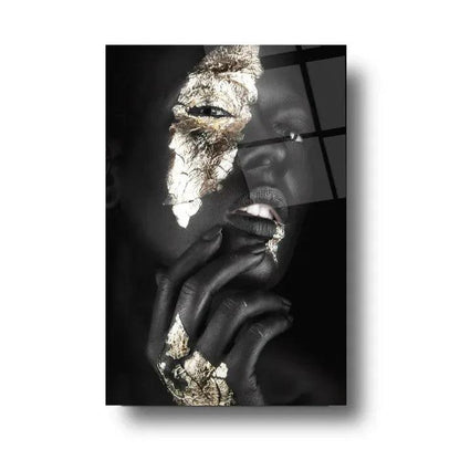 Woman in Gold Glass Wall Art - LUXARTDECO