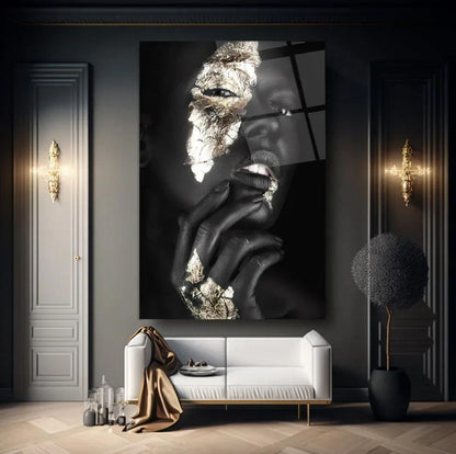 Woman in Gold Glass Wall Art - LUXARTDECO