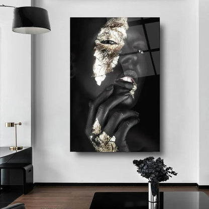 Woman in Gold Glass Wall Art - LUXARTDECO