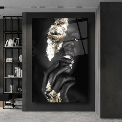 Woman in Gold Glass Wall Art - LUXARTDECO