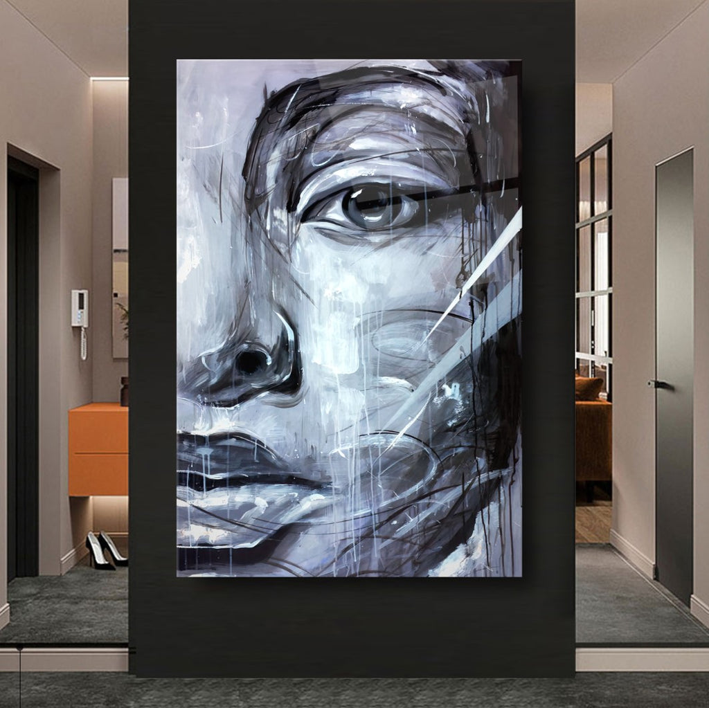 Art mural en verre à visage artistique