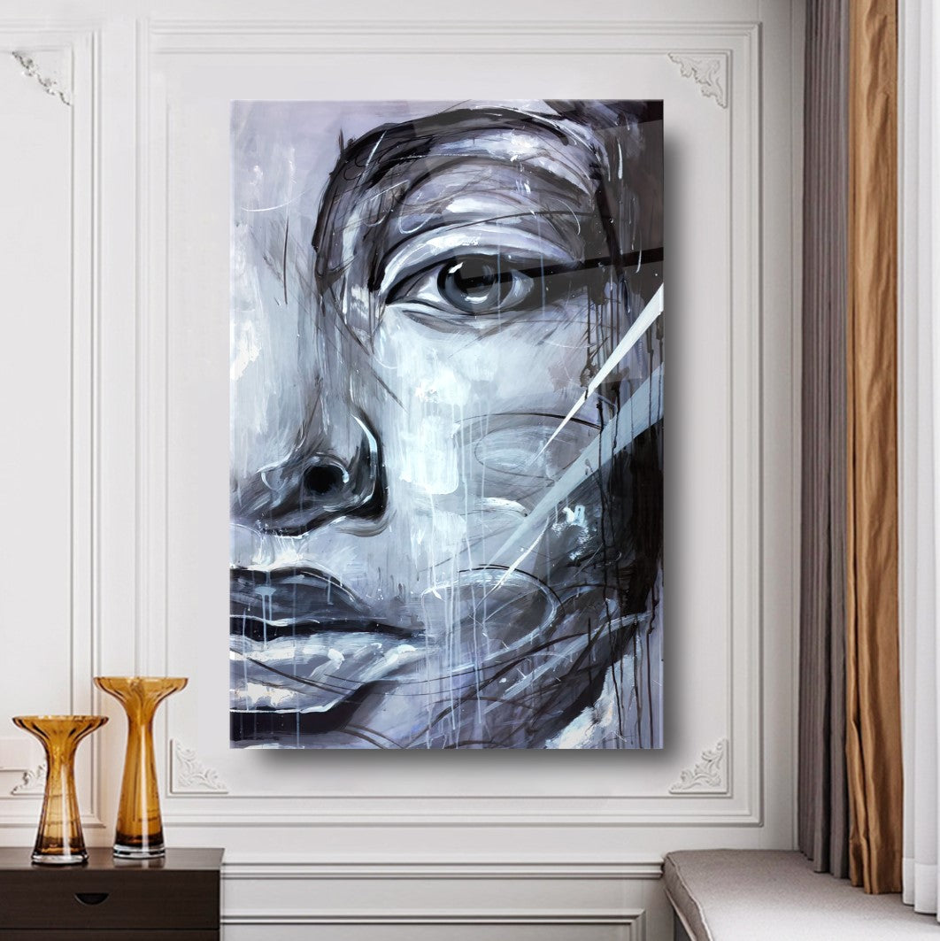 Art mural en verre à visage artistique