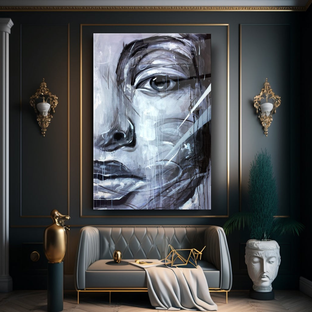 Art mural en verre à visage artistique