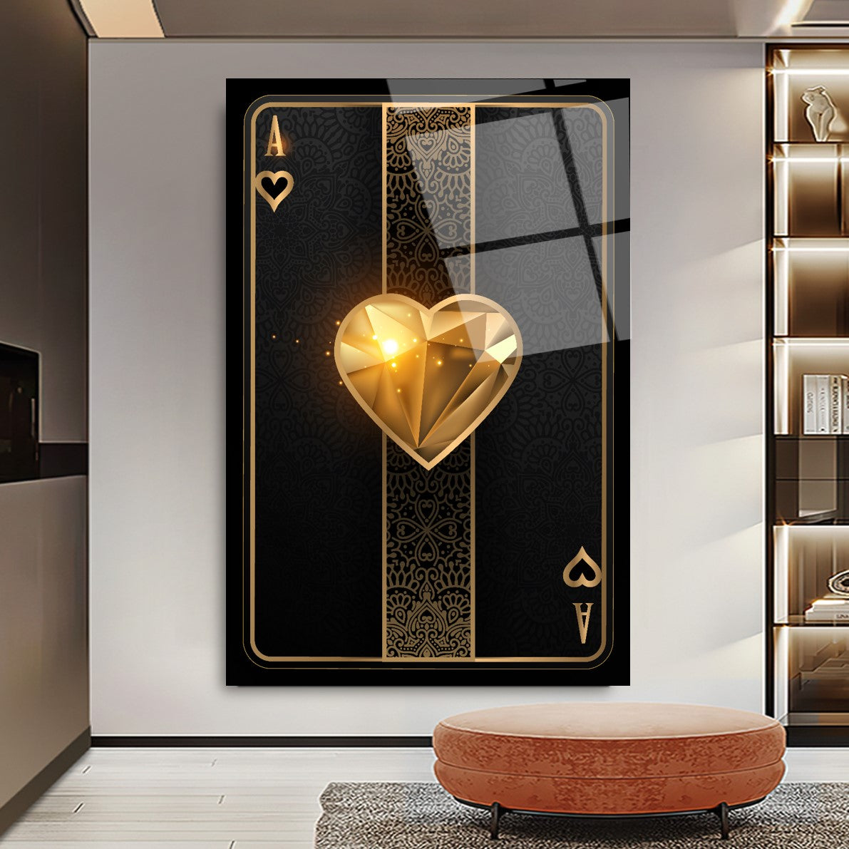 Playing Card Ace Glass Wall Art III