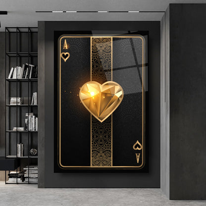 Playing Card Ace Glass Wall Art III